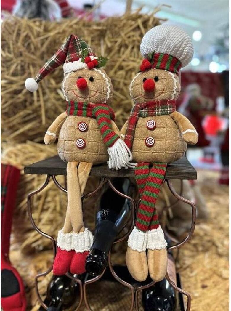 Weihnachtsfigur "Dameco Lebkuchenmännchen 2er-Set", braun, B:16cm H:41cm, Polyester, Dekofiguren, Weihnachtsfigur braun B/H/T: 16cm x 41cm