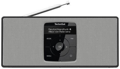 TechniSat DIGITRADIO 2 S Taschenradio DAB+, UKW Bluetooth Weckfunktion, wiederaufladbar Schwarz, Weiß