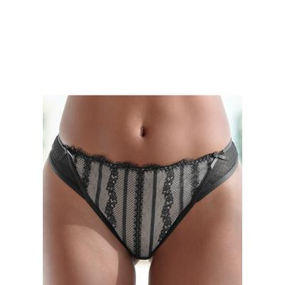 String LASCANA, Damen, Gr. 48/50, Mesh, Spitze, blau (schwarz, rosé), Mesh, Spitze, Obermaterial: 88% Polyamid, 12% Elasthan, Unterhosen String, aus feiner Eyelash-Spitze und fancy Mesh, sexy Dessous