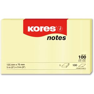 Kores Haftnotizen Notes, N46125, gelb, 125 x 75mm, selbstklebend, 100 Blatt