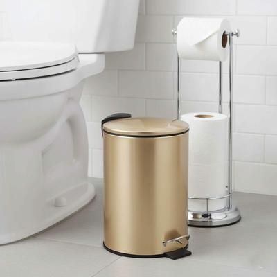 Evideco French Home Goods Brushed Gold Trash Can Soft Close Lid 3 Liters (0.8 Gallon) - 0.8 Gal.