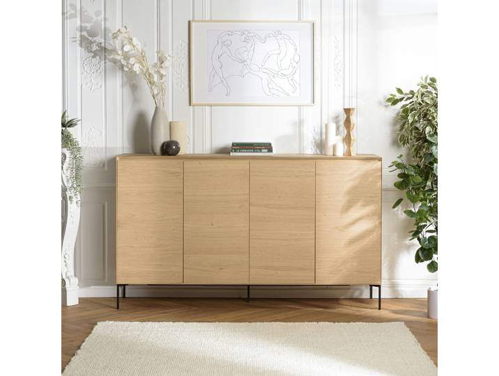 Buffet moderne 4 portes bois couleur naturelle MAYENCE