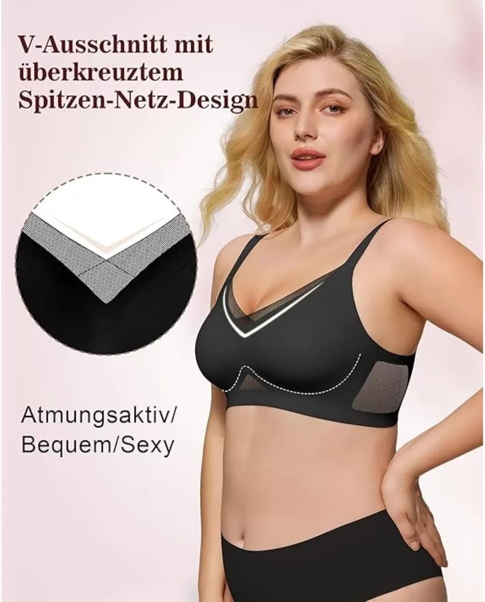 INF Kabelloser BH mit Wasserwasch-Etikett, Größe XL – Nahtloser Komfort & 3D-Halt Schwarz