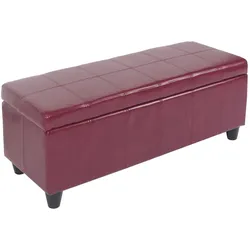 Mendler Bank Sitzbank MIT Aufbewahrung Kriens Leder + Kunstleder 112x45x45cm FSC®-zertifiziert ~ rot