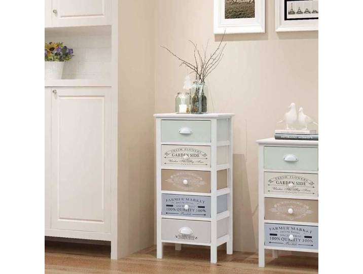 Armoire de rangement en style français 5 tiroirs Bois - Cadre durable - design élégant(11042)