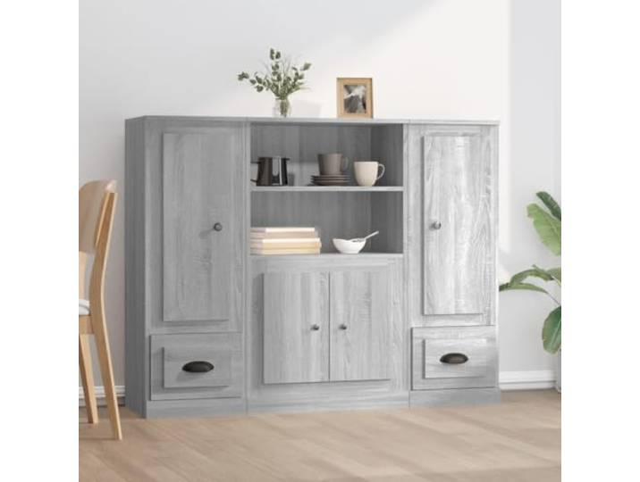 HEFZGDB Weiße Highboards aus Holzwerkstoff mit viel Stauraum für die Einrichtung, stilvolle Highboards 3 STK. aus langlebigem Holzwerkstoff mit zeitlosem Design als praktischer Schrank