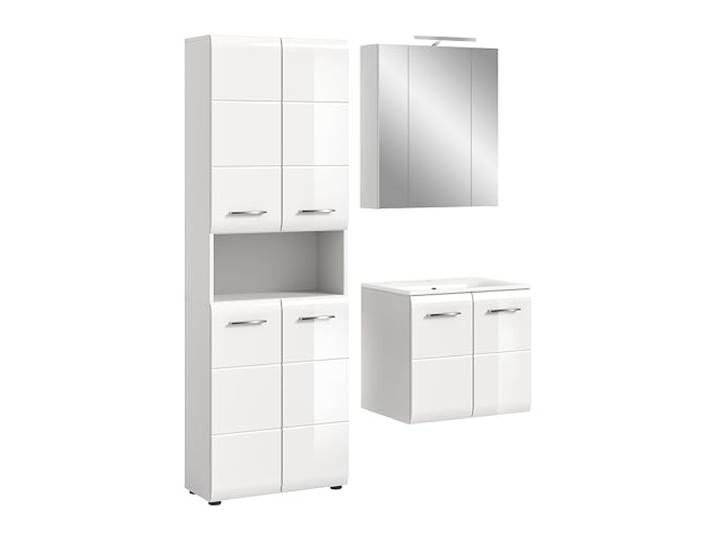 xonox.home – 3 TLG. Badkombination Ice 135x185x46 cm – Moderne Badezimmermöbel Kombination – stilvoll, kompakt & vielseitig einsetzbar