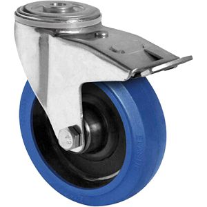 CASCOO Schwerlastrolle Serie R4F1, Lenkrolle, 160mm Ø, Gummi, Tragkraft 200kg, mit Bremse