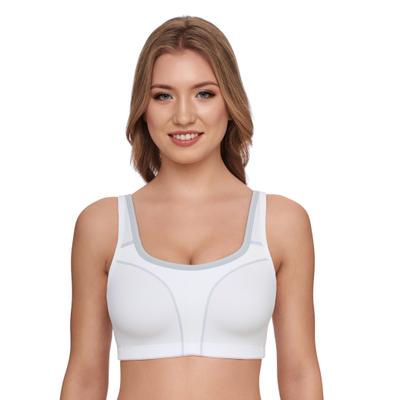 Sport-BH SUSA "Move high", Damen, Gr. 80, Cup B, grau (weiß, grau), Microtouch, Obermaterial: 47% Polyester, 42% Polyamid, 11% Elasthan, unifarben mit Farbeinsatz, bequem, BHs Sport-BH, nahtlos vorgeformte Cups, Microfaser, elastisch