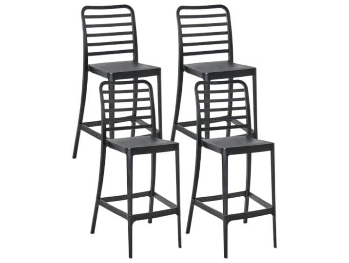 Beliani Barstuhl 4er Set Kunststoff schwarz mit Fußstützen wandelbar 2-in-1-Design Seceda