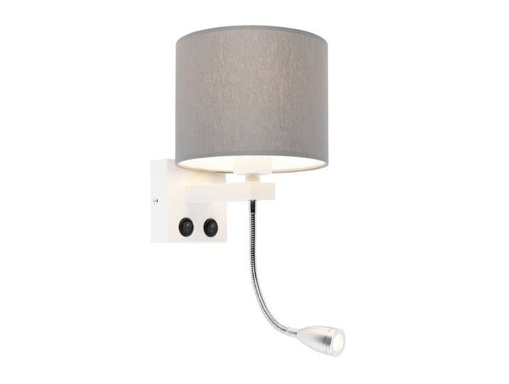 Applique murale moderne blanche avec abat-jour gris - Brescia