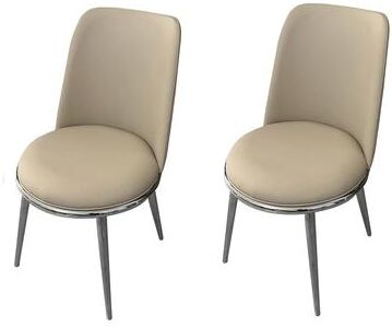 Esofastore Contemporary Taupe Finish Upholstered Round Side Chairs Set