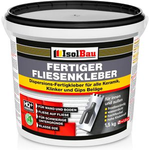 IsolBau Montagekleber Fliesenkleber, für innen & außen, 1,5kg, Dispersionskleber, wasserfest & flexibel, weiß