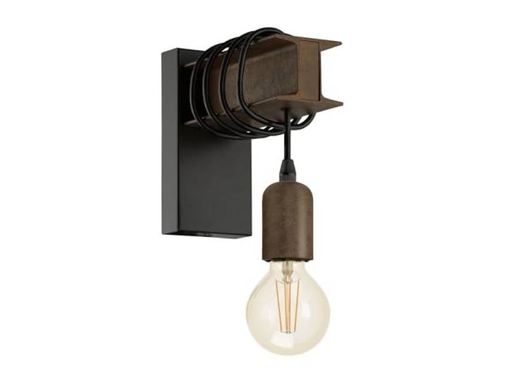 Eglo Applique murale intérieure Townshend 4\, luminaire d’intérieur au design vintage et industriel\, lampe retro en acier noir et bois\, douille E27