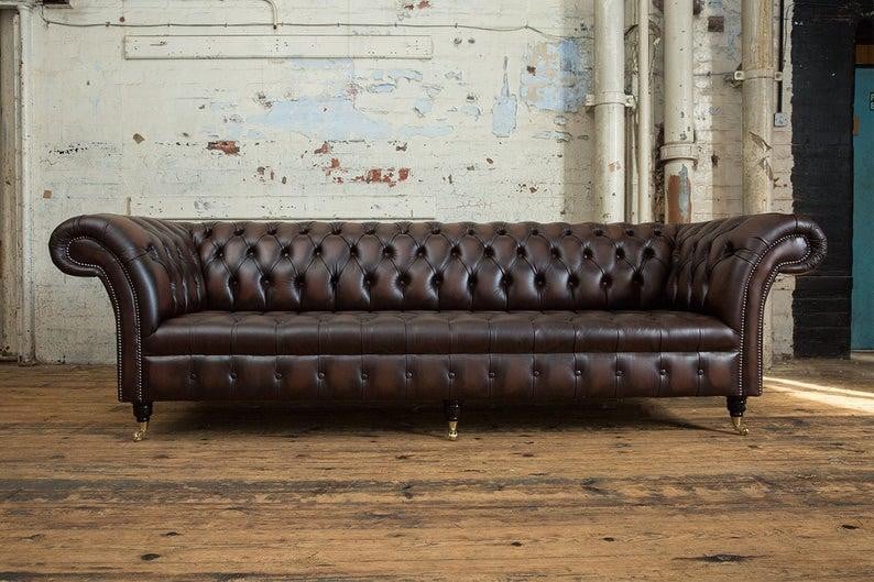 Chesterfield XXL Leder Sofa 4-Zits voor de Woonkamer