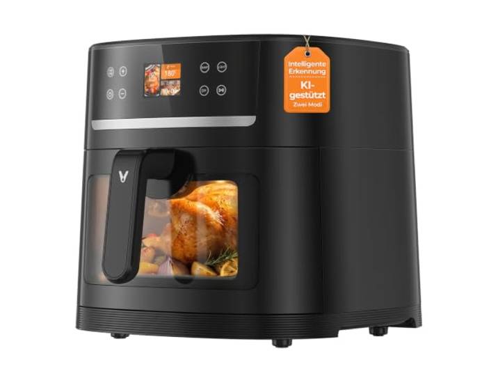 VIOMI 8L Vortex Max Heißluftfritteuse 1800W, Smart-Kamera, TFT, 12-in-1 Lebensmittelerkennung, Sichtfenster, 30-200°C, Spülmaschinenfeste Schublade, Frittieren, Familiengröße, 2 Jahre Garantie