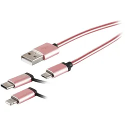 USB 3-in-1 Ladekabel Alu rosegold 1,0m