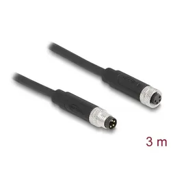 DeLOCK M8 4 Pin Kabel A-kodiert Stecker zu Buchse PUR (TPU) 3 m