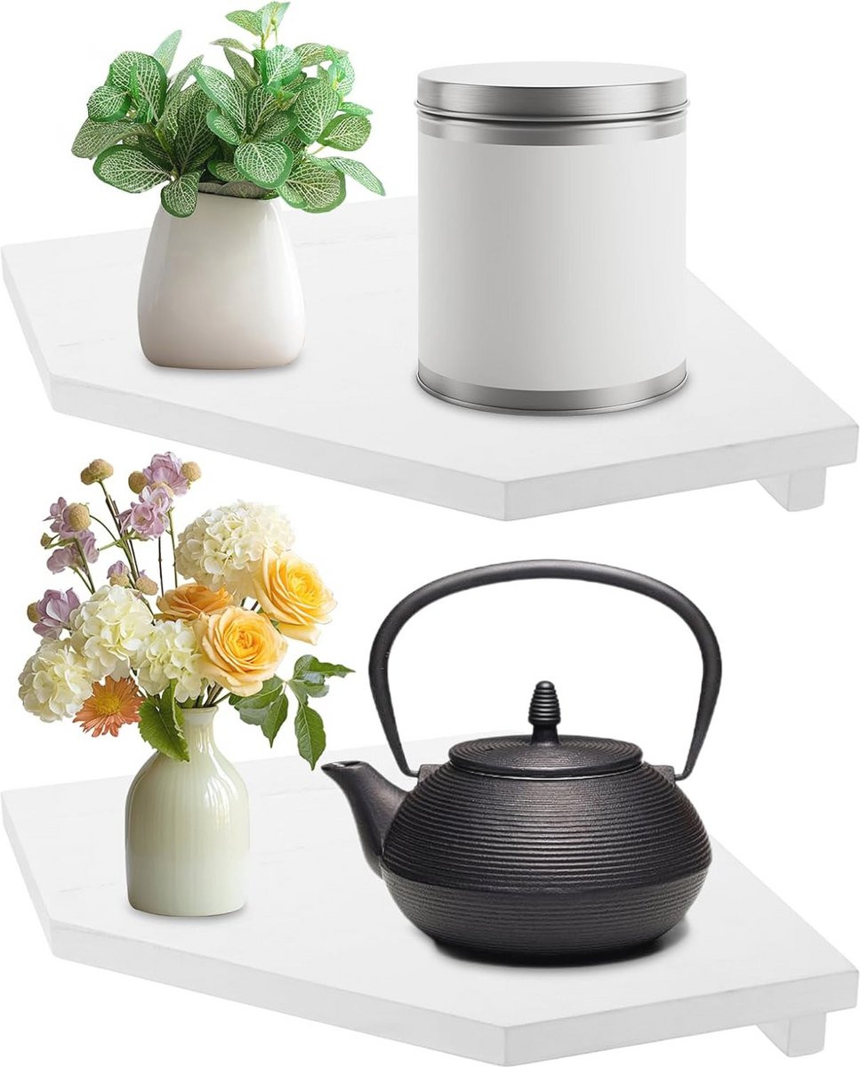 Set van 2 diamantvormige hoekplanken voor keuken, slaapkamer of woonkamer