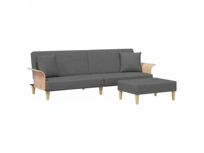 GHVBNMF Schlafsofa 2-Sitzer mit Kissen und Fußhocker Samt Dunkelgrau Klappbare Couch mit Ottomane fürs Wohnzimmer, verstellbare Rückenlehne und weicher Samtbezug in Dunkelgrau.