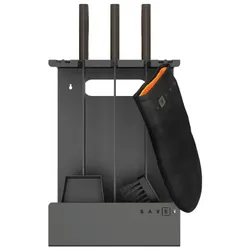 OutInFire 3-teiliges Kaminbesteckset aus schwarzem Stahl und Holz – 3 L Set