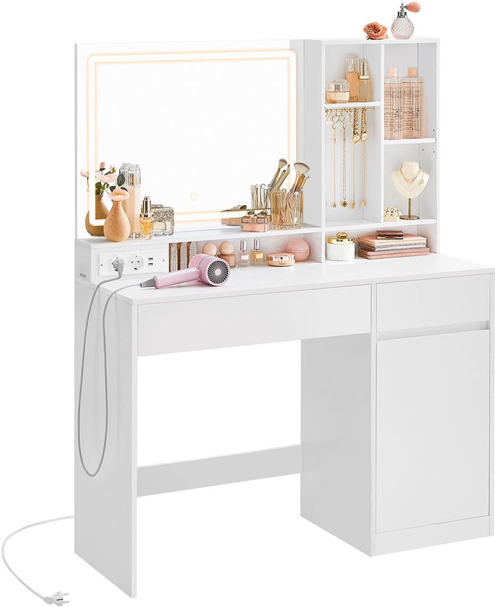 Songmics Kaptafel met LED-verlichting, Breedte: 110 cm