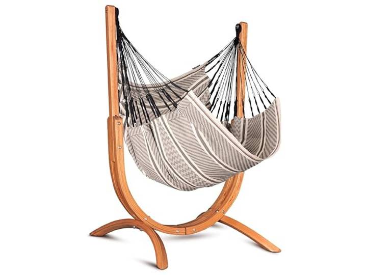 LA SIESTA - Udine Outdoor Hängematte - Handgefertigte Bio-Baumwolle - Reißfest - FSC-zertifizierter Eukalyptus-Holzständer - Zebra