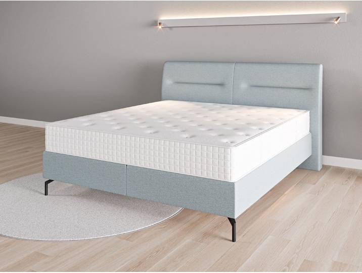 Boxspringbett 180x200 Nr. 2 - Blau (Pastellblau) - Feiner Strukturstoff