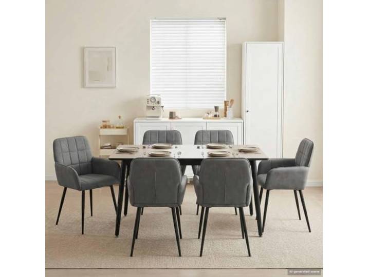 HGPOTUY Esszimmerstühle 6 STK. Samt Dunkelgrau 56,5 x 50 x 86 cm Metallbeine, Ergonomische Neigung, Pflegeleicht, Ideal für Familienessen