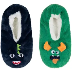 2er Pack camano Cosy Funny Homeslipper Hausschuhe Kinder 7527 - fern green 25-28