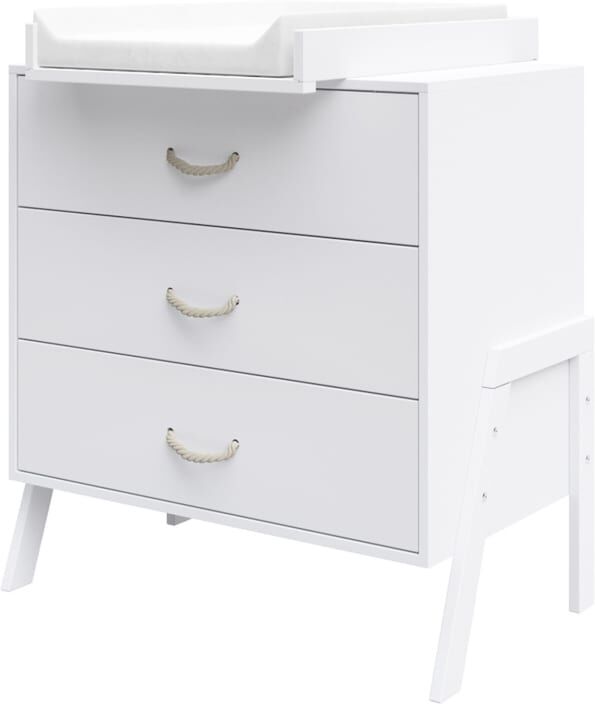 Premiers Moments Commode à langer 3 tiroirs - table à langer amovible et matelas Blanc 72x96x86cm