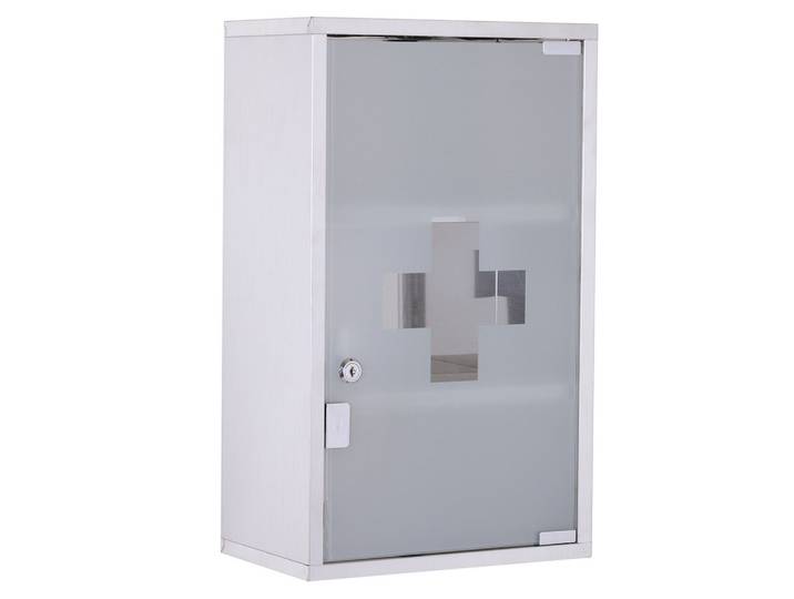 MEDIZINSCHRANK Arzneischrank Erste Hilfe mit Schloss Edelstahl 30 x 18 x 50 cm