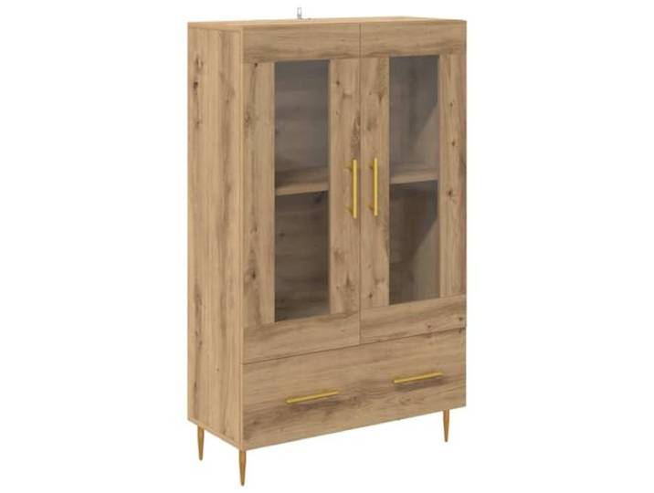Highboard Artisan-Eiche 69,5 x 31 x 115 cm Holzwerkstoff, Glastüren, Metallgriffe, Regalbretter, kippsicher, Wohnzimmer, Esszimmer, Home Office