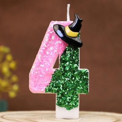 Inspired Finds Pink And Green Witch Theme Number Birthday Candle For Halloween And Party Cakes 4