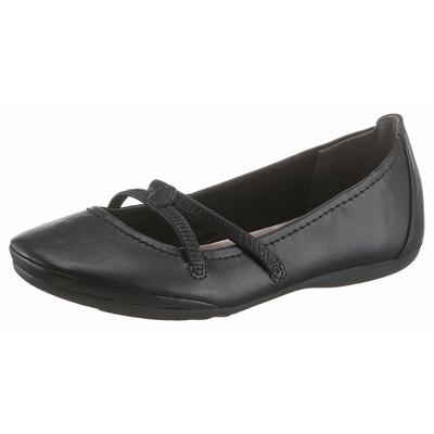 Ballerina TAMARIS "Caterina", Damen, Gr. 39 (5,5/6), Textil, schwarz, Lederimitat, Schuhe Ballerina, Flats, Festtagsmode, Slipper mit Gummizugriemchen