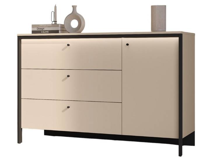 Compleo Kommode mit 3 Schubladen, Beige kommode, Breite:136cm