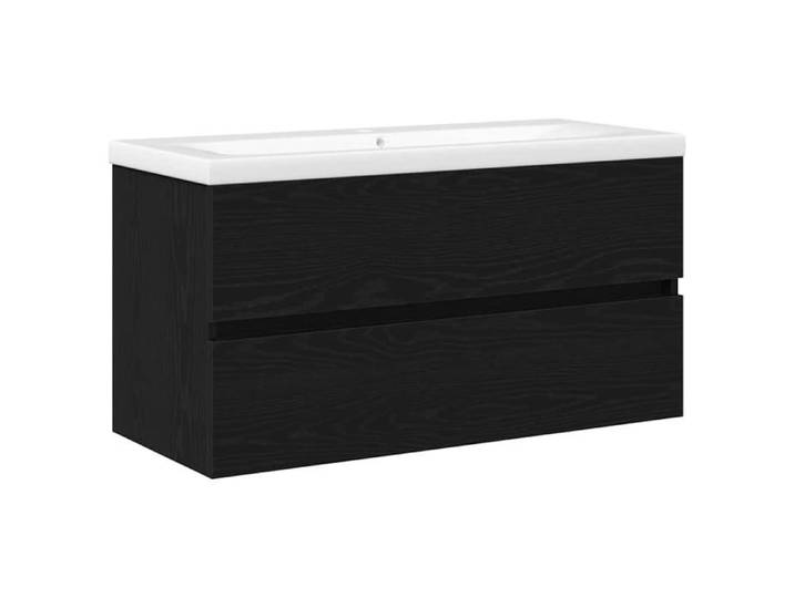 Cabinet de lavabo mural - - Chêne Noir - 90x39x62 cm - Bois d'ingénierie - Design mural - 2 portes