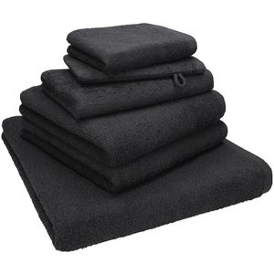 Betz Handtuch Berlin Set, graphit, 100% Baumwolle, 360 g/m², 2 Hand-, 1 Dusch-, 1 Gäste-, 1 Seiftuch & 1 Waschlappen