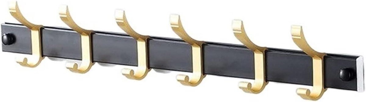 Gouden Wandkapstok met 6 Roestbestendige Haken voor de Hal, Slaapkamer, Keuken of Badkamer