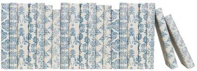 Booth & Williams Decorative Books - Blue Damask Paper Wrapped Books - Books By The Foot