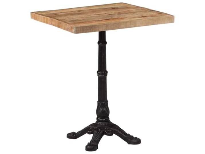 HKQWPBF Bistrotisch 60x60x77 cm Raues Mangoholz Gusseisen Natürliches Finish,belastbares Hartholz,verschleißfest,stabiler Stand,Ablagetisch für Getränke