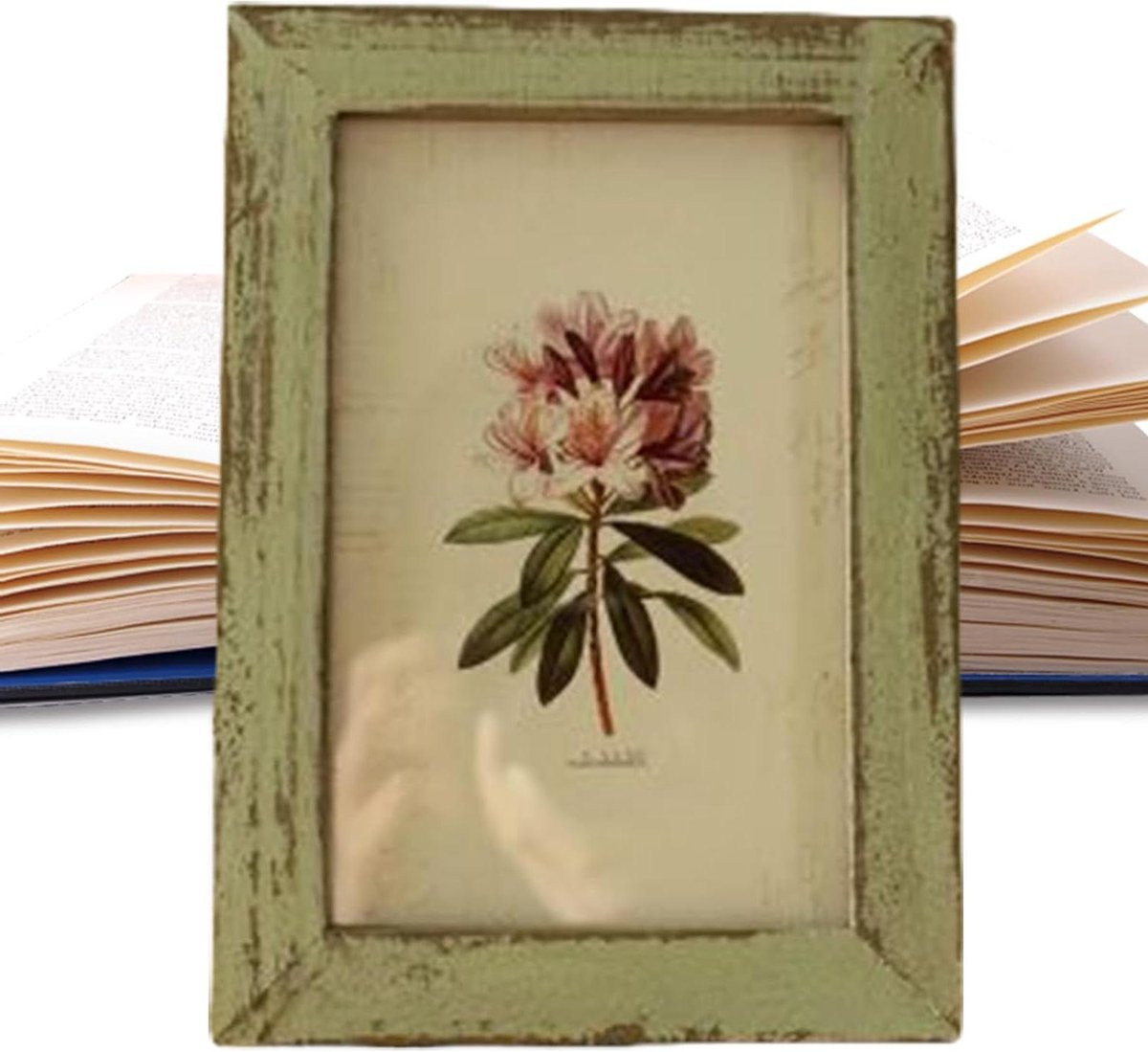 Vintage Fotolijst Lichtgroen - Decoratieve Houten Lijst - 8x13 cm
