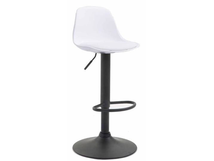 CLP Tabouret de bar Kiel Similicuir et coque en plastique - Couleur:blanc Couleur du cadre:noir
