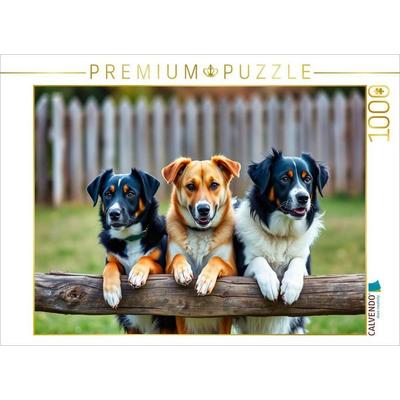 CALVENDO Puzzle Aufpassen am Zaun | 1000 Teile Lege-Größe 64x48cm Foto-Puzzle für glückliche Stunden