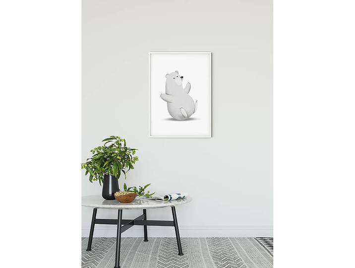 Tableau déco Cute Animal Polar Bear Papier photo avec surface satinée et haute résistance à la lumière Multicolore 50 x 70 x 0cm