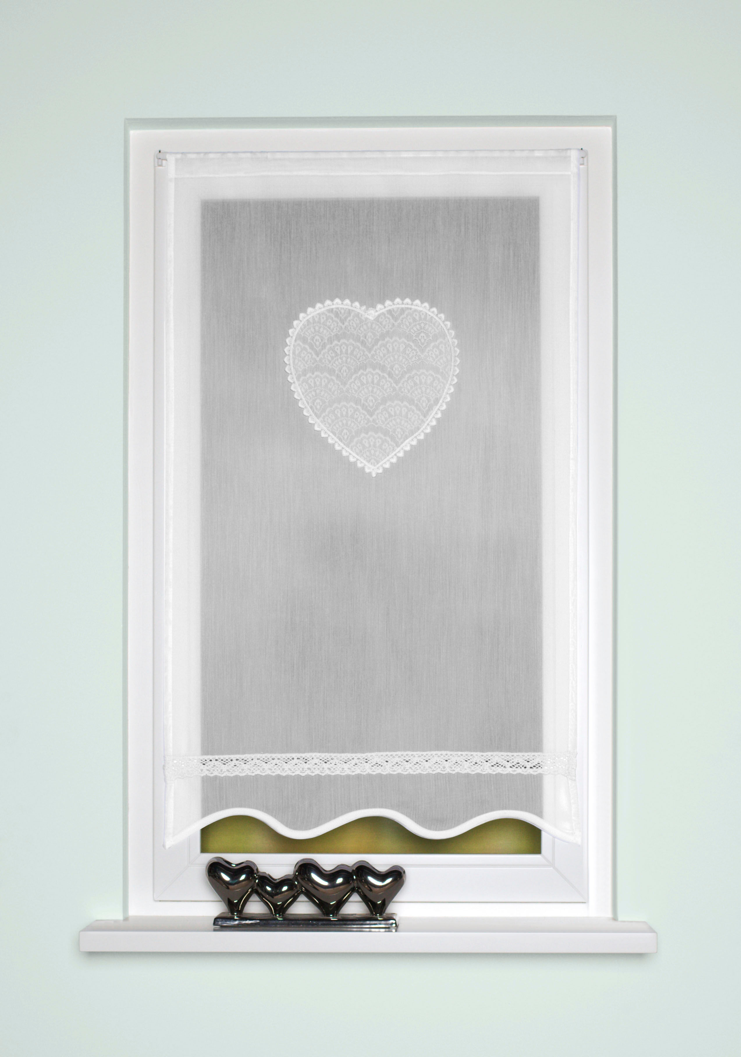 Türvorhang HOME WOHNIDEEN "CORAZON" Gr. 4, weiß, B:90cm H:100cm, Polyester, Gardinen, Türvorhang, Tür-und Fensterbehang, Batist, bestickt, Topseller