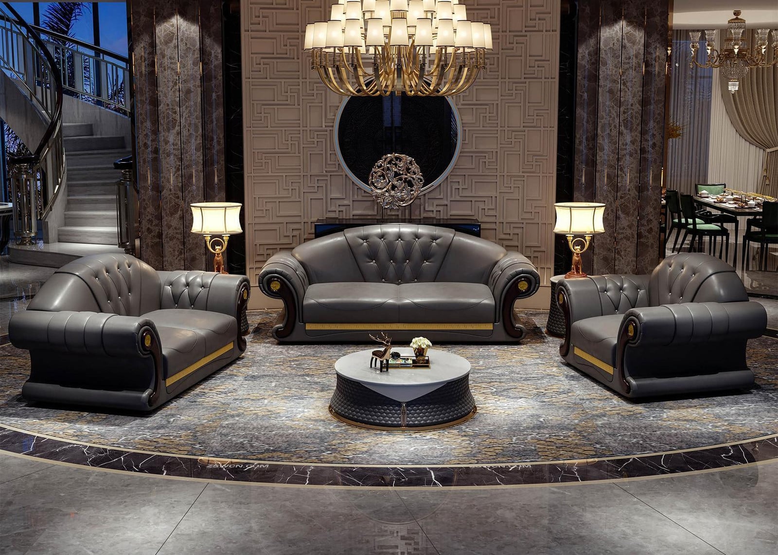 Chesterfield Sofagarnitur 2-delige set 3+2 zitcombinatie