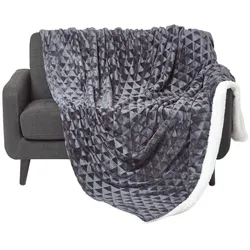 KUSCHELDECKE Sherpa 160/200 cm, Samtdecke mit Dreieckmuster
