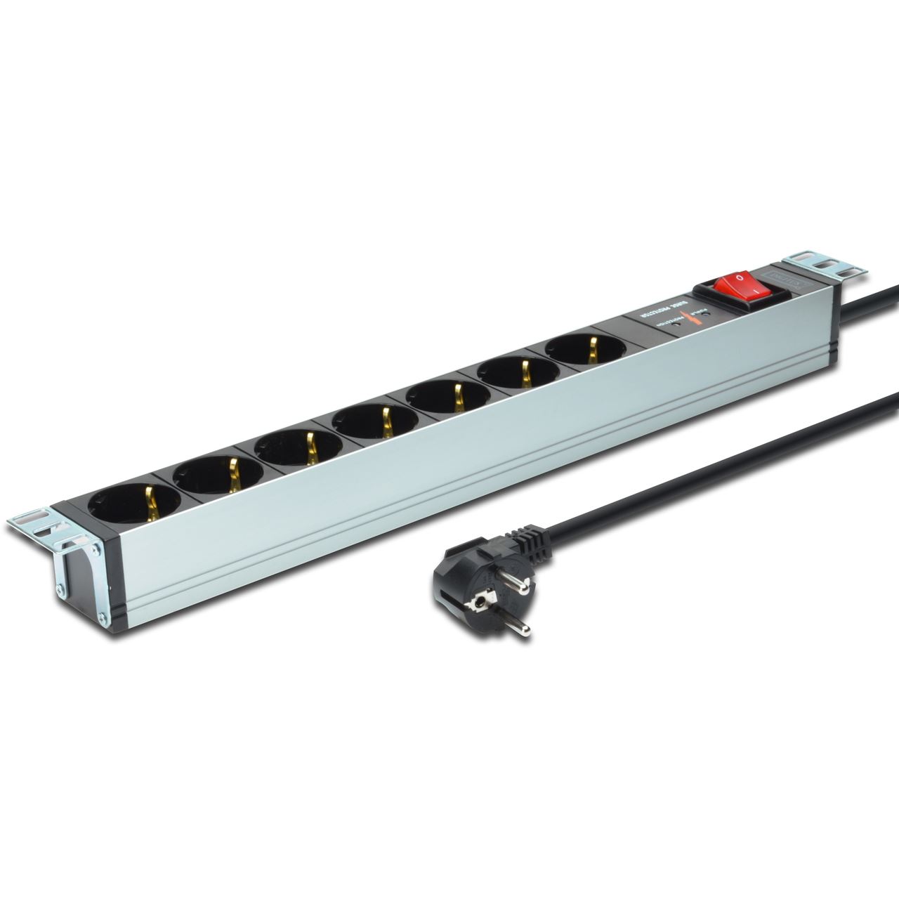 2.00m Digitus Steckdosenleiste 1 HE Schwarz/Silber 7 (DN-95407)
