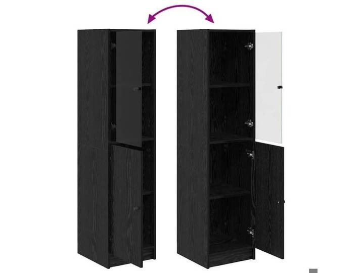 Noir Haut Armoire Contemporain - Highboard/Commode haute/Vaisselier - Chêne noir 35x37x142cm - Bois d'ingénierie LH95852178